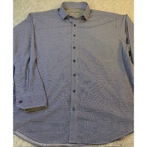 TWILLORY Tailored For The Hustle Performance Blue White Gingham Men 18 34-35 XL